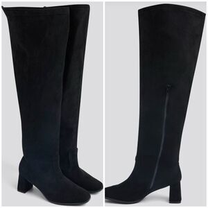 FTF Over-The-Knee Wide-Width/Wide-Calf Faux-Suede Black Boots Size 10WW